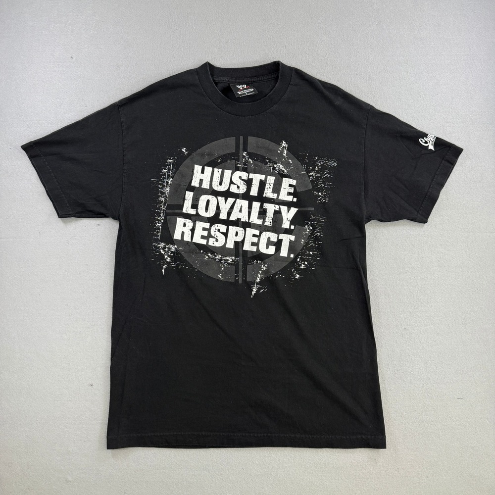 Vintage WWE John Cena T-Shirt Black L WrestleMania Hustle Loyalty Respect 2006